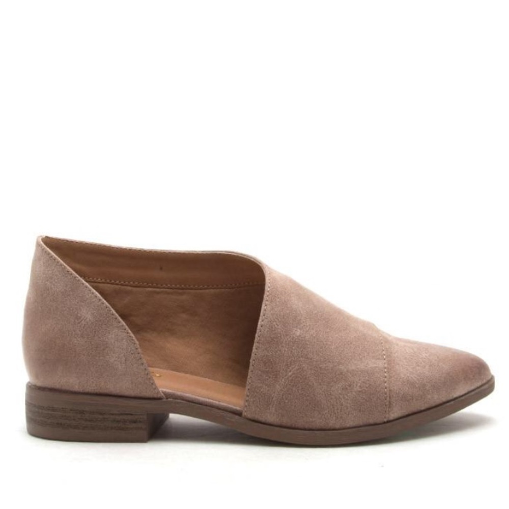 2 Left! Qupid Taupe Open Shank Bootie Flats - Picture 2 of 7